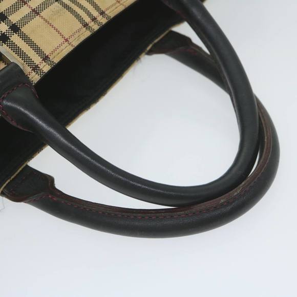 BURBERRY Nova Check Black label Hand Bag Canvas Beige Auth bs11104 - Picture 7 of 16